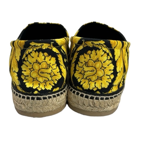 VERSACE EXCELLENT MEN’S BAROQUE GOLD BLACK ESPADRILLES SIZE 12 / 45 - Picture 5 of 11